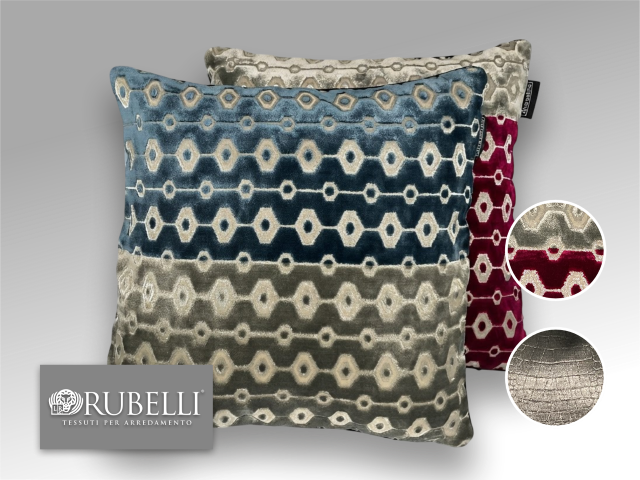 new_107 - Rubelli - Hexagon stripe grey bordeau blue